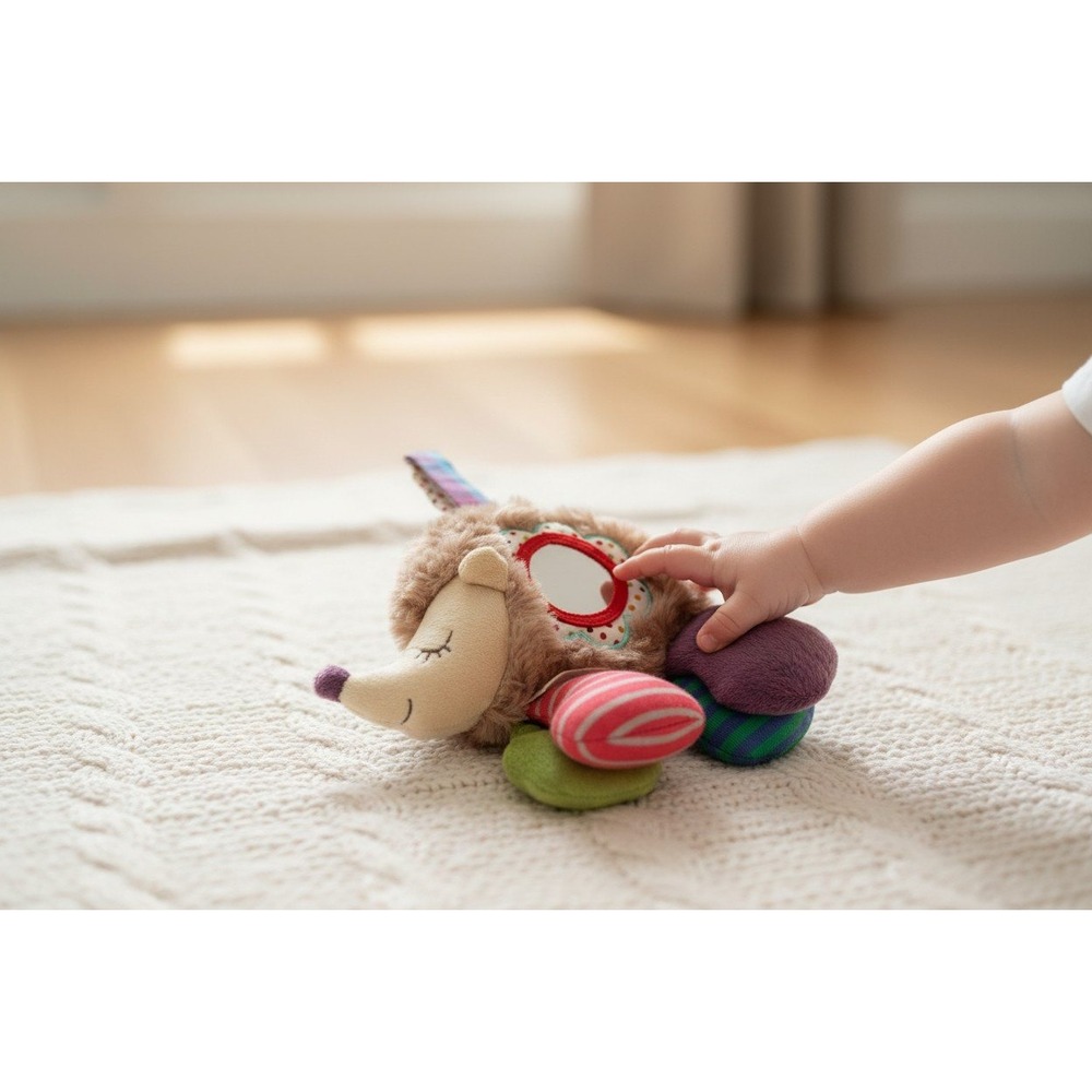 Mary Meyer Hedgehog Rattle Baby OS Brown Brand New Mirror Sensory Toy